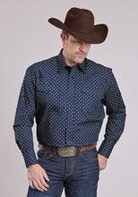 Pard's Western Shop Roper Apparel Men's Amarillo Collection Navy/Blue Print Western Snap Shirt