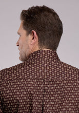 Roper Apparel Men's Amarillo Collection Brown Print Button-Down Stretch Shirt