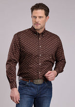 Pard's Western Shop Roper Apparel Men's Amarillo Collection Brown Print Button-Down Stretch Shirt