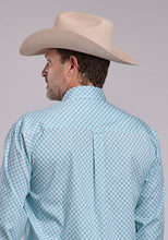 Roper Apparel Men's Amarillo Collection Teal Print Stretch Button-Down Shirt