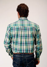 Roper Apparel Green/Blue/Cream Plaid Button-Down Shirt for Men