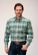 Pard's Western Shop Roper Apparel Green/Blue/Cream Plaid Button-Down Shirt for Men