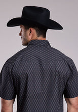 Roper Men's Black/Grey Aztec Print Short Sleeve Western Snap Shirt
