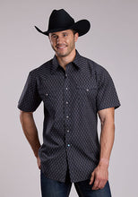Pard's Western Shop Roper Men's Black/Grey Aztec Print Short Sleeve Western Snap Shirt