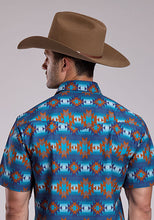 Roper Men's Blue/Rust Aztec Print Short Sleeve Western Snap Shirt