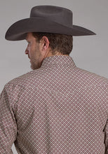 Roper Apparel Men's Wine Diamond Print Western Snap Stretch Shirt