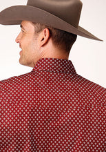 Roper Apparel Men's Wine Diamond Print Western Snap Stretch Shirt