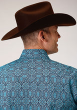 Roper Apparel Blue Medallion Print Snap Western Shirt for Men