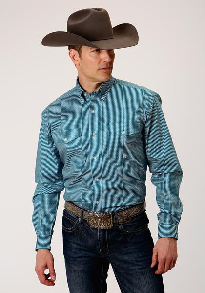 Roper Apparel Teal Arrow Print Button-Down Stretch Shirt for Men Roper Apparel Teal Arrow Print Button-Down Stretch Shirt for Men