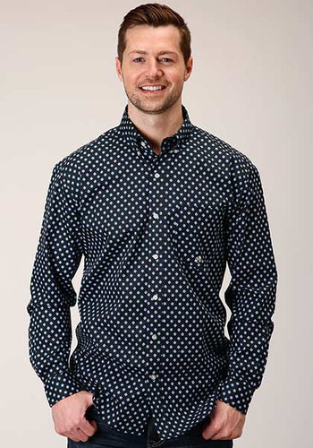 Pard's Western Shop Roper Apparel Men's Black Starry Night Print Button-Down Shirt