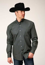 Pard's Western Shop Roper Apparel Men's Blue Honeycomb Print Button-Down Shirt