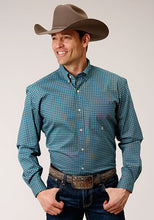 Pard's Western Shop Roper Apparel Azure Geometric Print Button-Down Shirt for Men