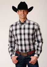 Pard's Western Shop Roper Apparel Black/White Black Hills Plaid Button-Down Shirt for Men