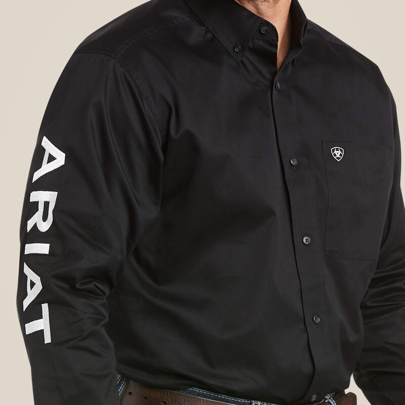 Men's Ariat Black Button-Down Team Shirt with White Logo Men's Ariat Black Button-Down Team Shirt with White Logo