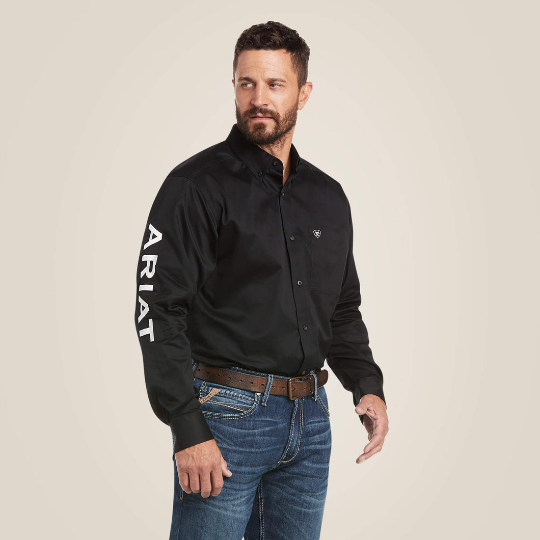 Men's Ariat Black Button-Down Team Shirt with White Logo Pard's Western Shop Men's Ariat Black Button-Down Team Shirt with White Logo Pard's Western Shop
