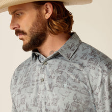 Ariat Light Blue Southwest Print Charger 2.0 Polo Shirt for Men