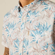 Ariat Men's Macklin Blue/Tan Tropic Steer Skull Print Modern Fit Short Sleeve Button-Down Stretch Shirt