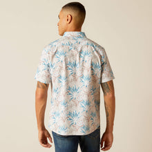 Ariat Men's Macklin Blue/Tan Tropic Steer Skull Print Modern Fit Short Sleeve Button-Down Stretch Shirt