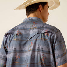 Ariat Men's Ebony Grey Western Print VenTEK Button-Down Short Sleeve Fitted Shirt