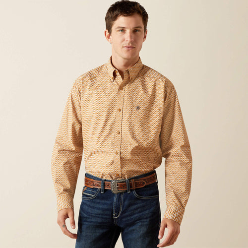 Pard's Western Shop Ariat Men's Burnis Tan Diamond Print Classic Fit Button-Down Shirt