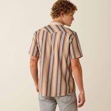Ariat Men's Retro Haver Copper Brown Stripe Fitted Western Snap Short Sleeve Shirt