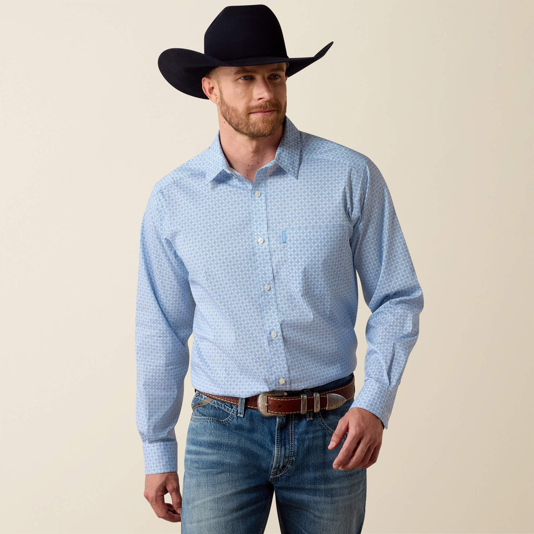 Pard's Western Shop Ariat Men's Blue Diamond Print Everything Classic Fit Button-Down Shirt