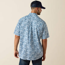Ariat Men's Tim Shadow Blue Leaf Print Classic Fit Short Sleeve Button-Down Shirt
