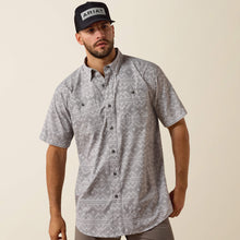 Pard's Western Shop Ariat Men's Grey Aztec Print 360 Airflow Classic Fit Short Sleeve Button-Down Shirt