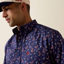 Ariat Men's Patriot Blue Americana Print Short Sleeve Button-Down Fitted Shirt