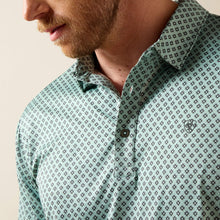 Ariat Men's Teal Southwest Print Climate TEK Fitted Polo Shirt