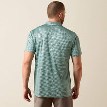 Ariat Men's Teal Southwest Print Climate TEK Fitted Polo Shirt