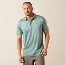 Pard's Western Shop Ariat Men's Teal Southwest Print Climate TEK Fitted Polo Shirt