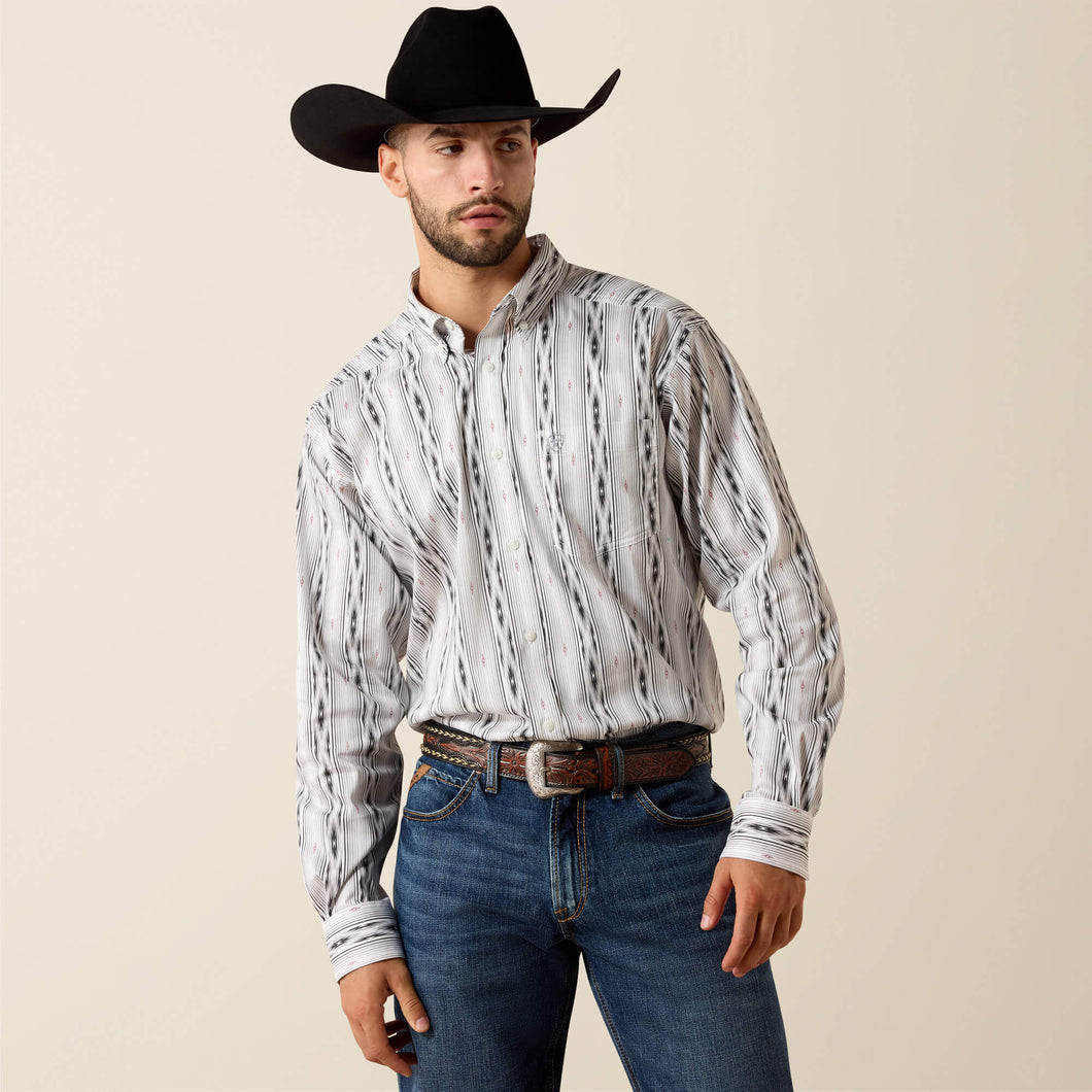 Pard's Western Shop Ariat Men's White/Black Southwest Print Everything Classic Fit Button-Down Shirt