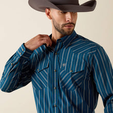 Ariat Men's Wolfgang Blue Vertical Stripe Pro Series Classic Fit Snap Western Shirt