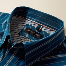 Ariat Men's Wolfgang Blue Vertical Stripe Pro Series Classic Fit Snap Western Shirt
