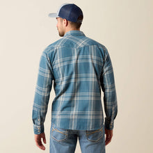 Ariat Men's Herron Blue Plaid Flannel Fitted Western Snap Shirt