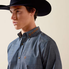 Ariat Men's Denim Blue Team Logo Button-Down Fitted Shirt