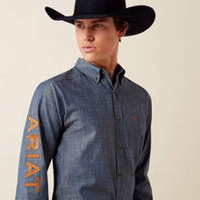 Ariat Men's Denim Blue Team Logo Button-Down Fitted Shirt