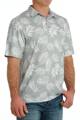 Pard's Western Shop Cinch Gray/White Tropic Print ArenaFlex Polo Shirt for Men