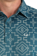 Cinch Men's Blue Aztec Print Arenaflex Polo Shirt