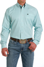 Pard's Western Shop Men's Cinch Turquoise/White Micro Stripe TENCEL Button-Down Shirt