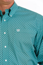 Men's Cinch Turquoise/White Medallion Print Button-Down Shirt