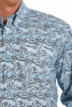 Cinch Men's Light Blue Paisley Print Button-Down Shirt