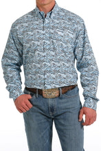 Pard's Western Shop Cinch Men's Light Blue Paisley Print Button-Down Shirt