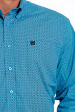 Cinch Men's Turquoise Geometric Print Button-Down Shirt