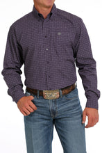 Pard's Western Shop Cinch Purple Geometric Square Print Button-Down Shirt for Men
