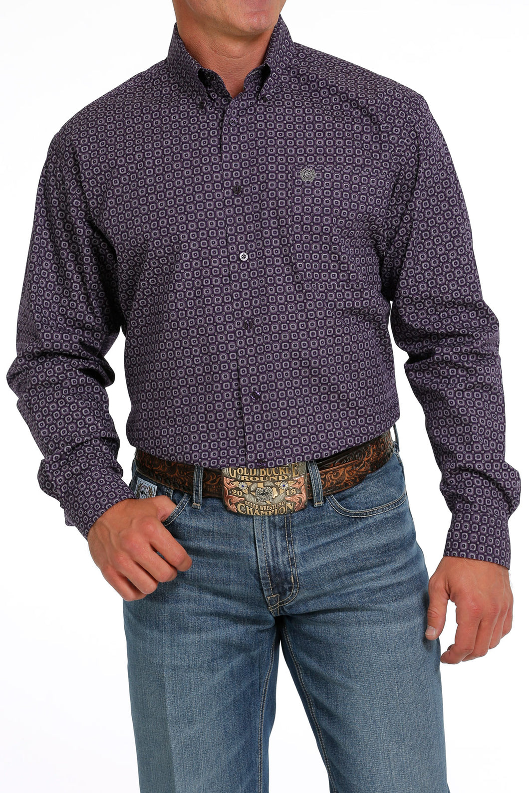 Cinch Purple Geometric Square Print Button-Down Shirt for Men – Pard\'s  Western Shop