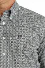 Men's Cinch Gray/White Geometric Print Button-Down Shirt