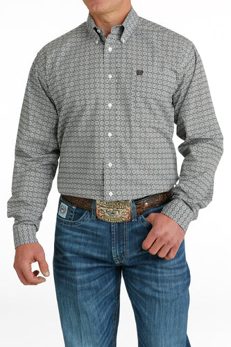 Pard's Western Shop Men's Cinch Gray/White Geometric Print Button-Down Shirt