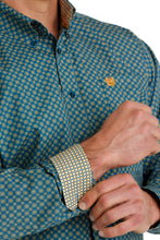 Men's Cinch Blue/Orange Geometric Print Button-Down Shirt